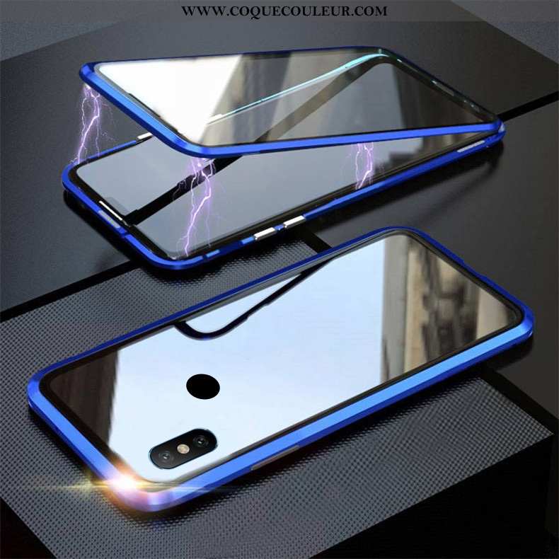 Coque Xiaomi Mi 8 Modèle Fleurie Incassable Métal, Housse Xiaomi Mi 8 Protection Noir