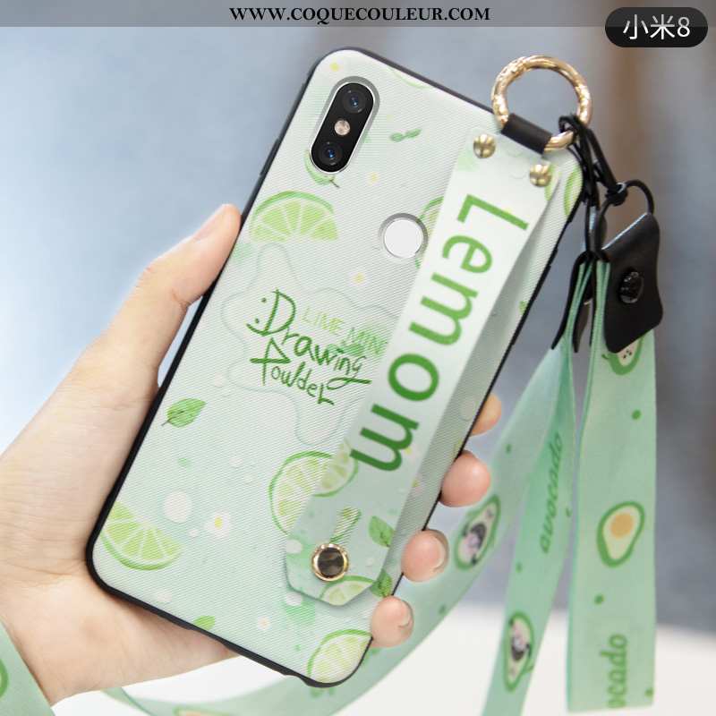 Housse Xiaomi Mi 8 Silicone Coque Fruit, Étui Xiaomi Mi 8 Protection Légères Verte