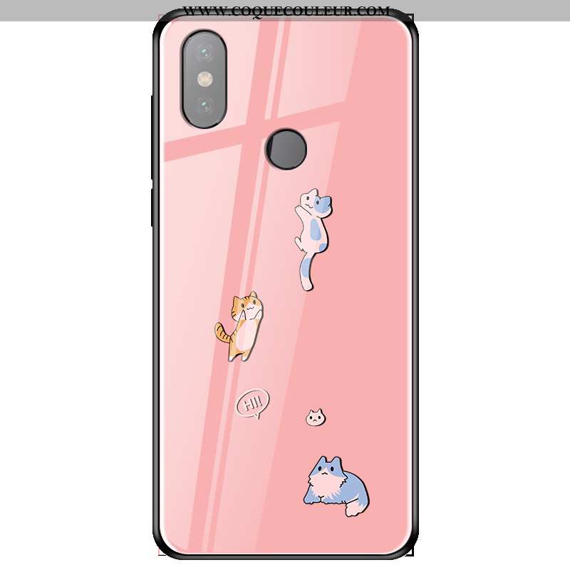 Étui Xiaomi Mi 8 Charmant Difficile Verre, Coque Xiaomi Mi 8 Silicone Personnalité Rose