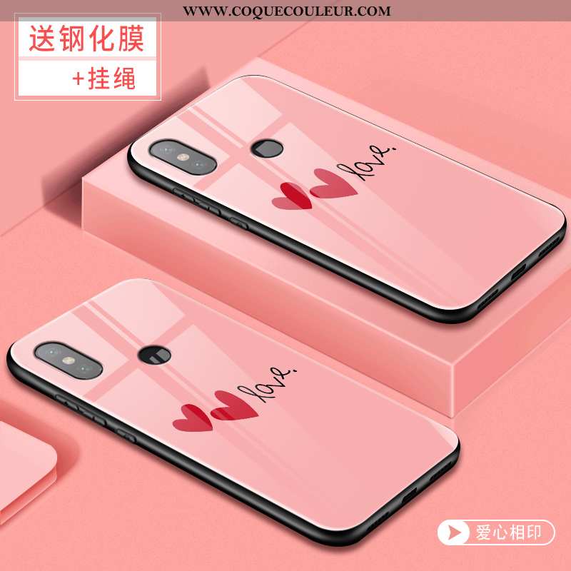 Étui Xiaomi Mi 8 Charmant Difficile Verre, Coque Xiaomi Mi 8 Silicone Personnalité Rose