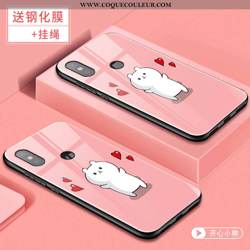 Étui Xiaomi Mi 8 Charmant Difficile Verre, Coque Xiaomi Mi 8 Silicone Personnalité Rose