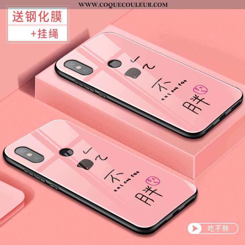 Étui Xiaomi Mi 8 Charmant Difficile Verre, Coque Xiaomi Mi 8 Silicone Personnalité Rose