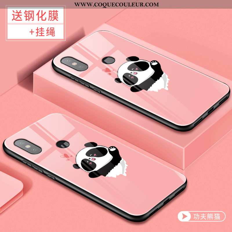 Étui Xiaomi Mi 8 Charmant Difficile Verre, Coque Xiaomi Mi 8 Silicone Personnalité Rose