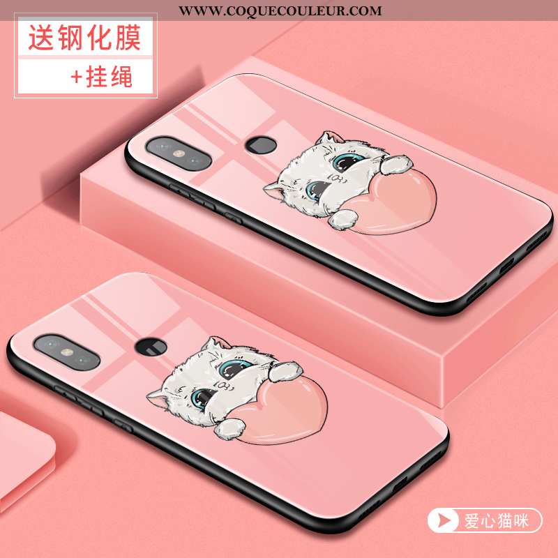 Étui Xiaomi Mi 8 Charmant Difficile Verre, Coque Xiaomi Mi 8 Silicone Personnalité Rose