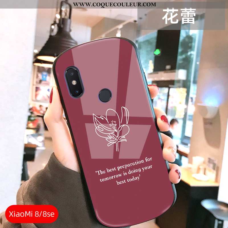 Coque Xiaomi Mi 8 Modèle Fleurie Ultra Incassable, Housse Xiaomi Mi 8 Fluide Doux Personnalité Rose