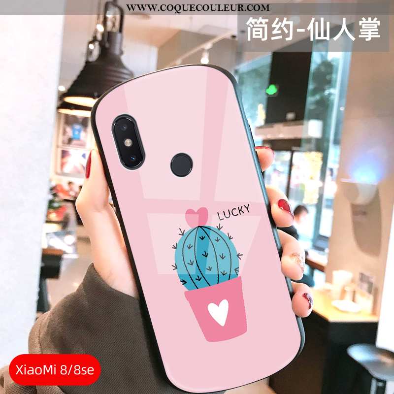 Coque Xiaomi Mi 8 Modèle Fleurie Ultra Incassable, Housse Xiaomi Mi 8 Fluide Doux Personnalité Rose