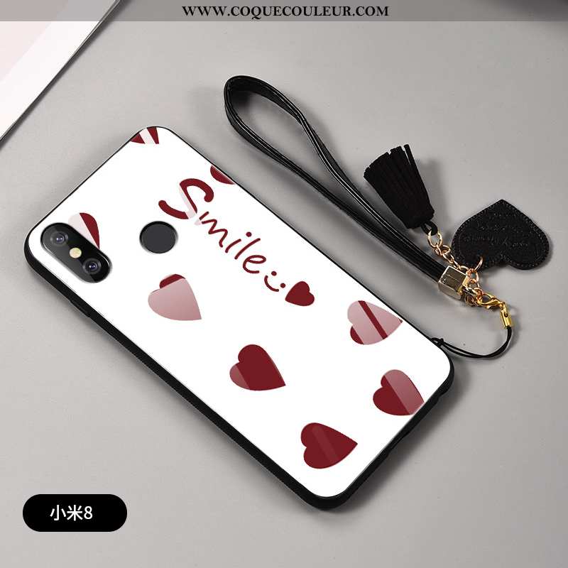 Coque Xiaomi Mi 8 Créatif Modèle Fleurie Amoureux, Housse Xiaomi Mi 8 Ultra Tendance Rouge