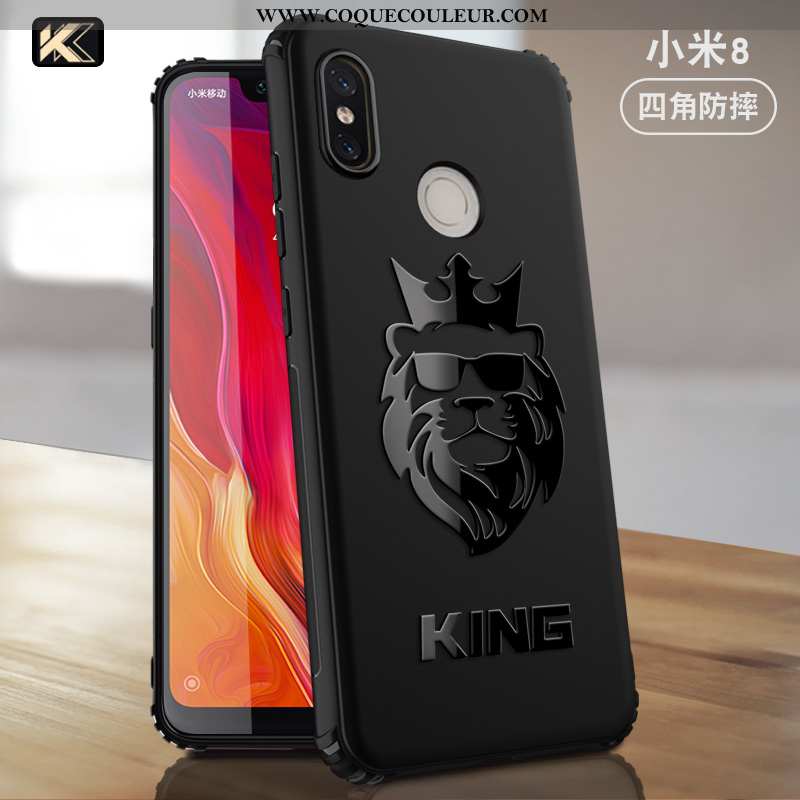 Housse Xiaomi Mi 8 Créatif Modèle Fleurie Incassable, Étui Xiaomi Mi 8 Tendance Membrane Noir