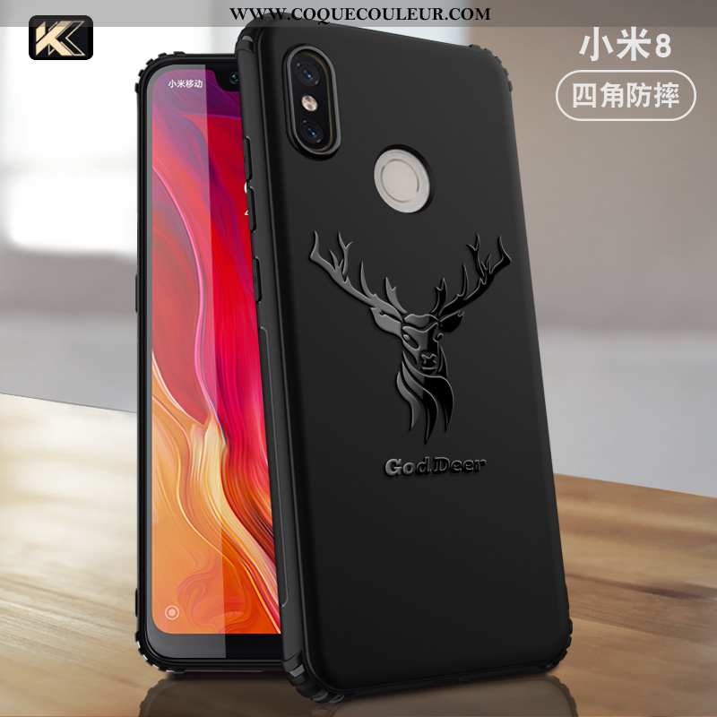 Housse Xiaomi Mi 8 Créatif Modèle Fleurie Incassable, Étui Xiaomi Mi 8 Tendance Membrane Noir