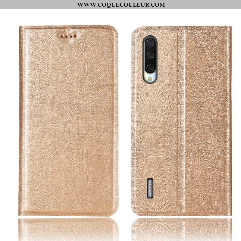 Housse Xiaomi Mi 9 Lite Protection Tout Compris Soie, Étui Xiaomi Mi 9 Lite Cuir Incassable Doré