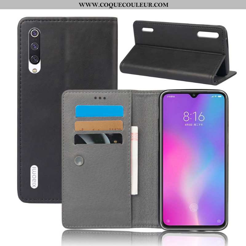 Étui Xiaomi Mi 9 Lite Cuir Coque Petit, Xiaomi Mi 9 Lite Protection Portefeuille Orange