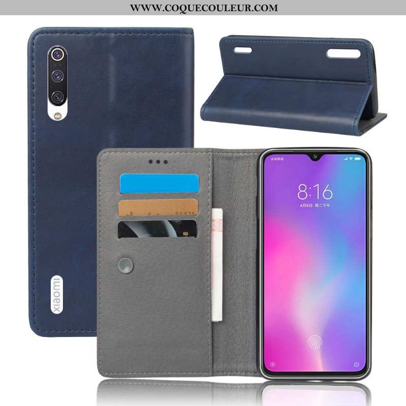 Étui Xiaomi Mi 9 Lite Cuir Coque Petit, Xiaomi Mi 9 Lite Protection Portefeuille Orange