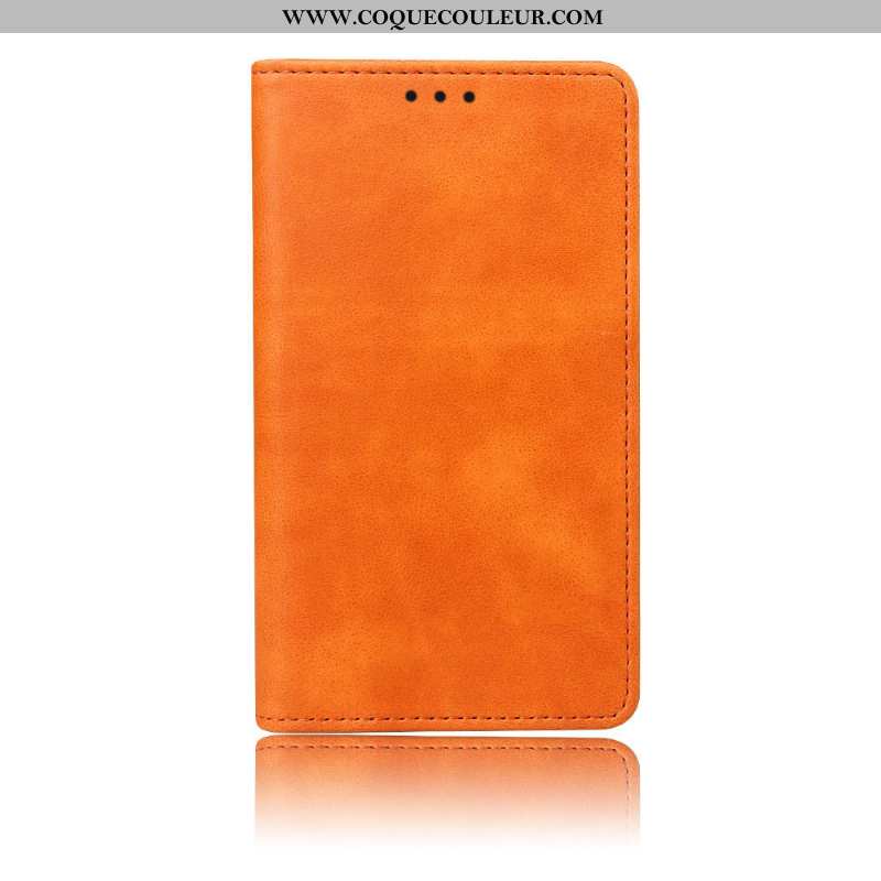 Étui Xiaomi Mi 9 Lite Cuir Coque Petit, Xiaomi Mi 9 Lite Protection Portefeuille Orange