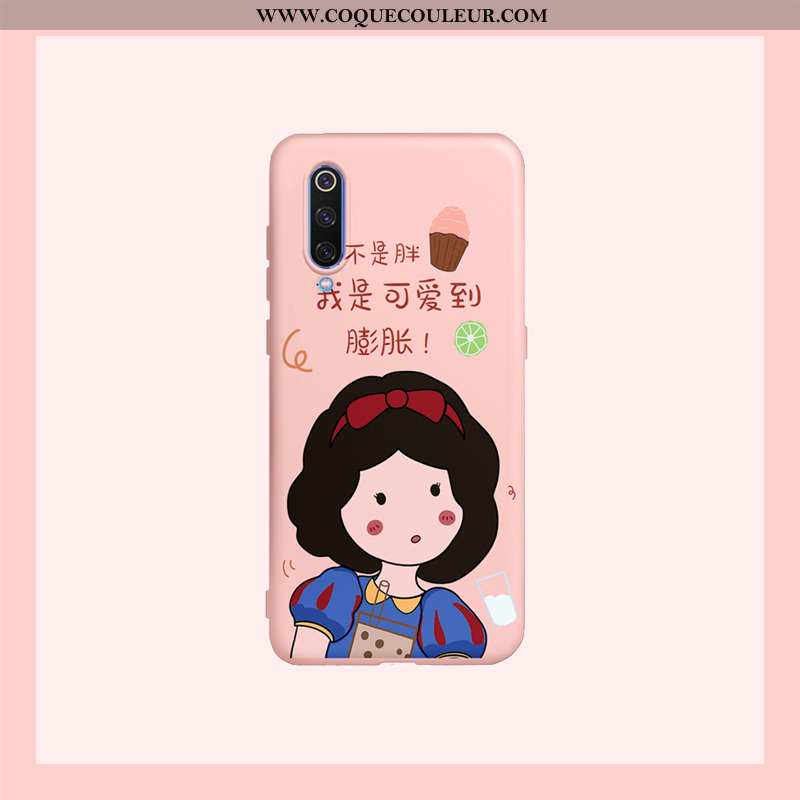 Étui Xiaomi Mi 9 Lite Silicone Petit Fluide Doux, Coque Xiaomi Mi 9 Lite Dessin Animé Charmant Rose