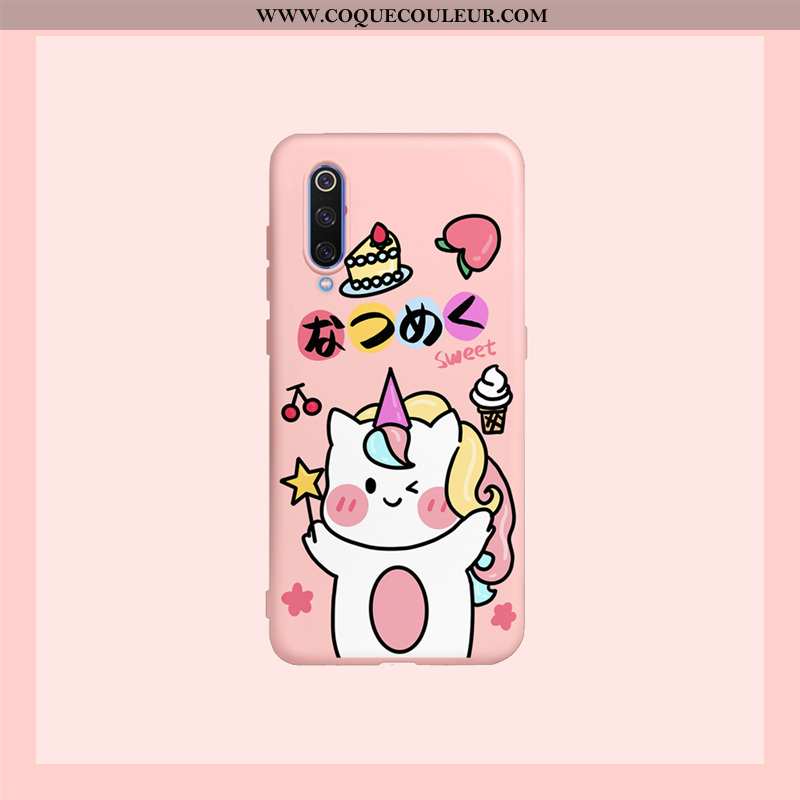 Étui Xiaomi Mi 9 Lite Silicone Petit Fluide Doux, Coque Xiaomi Mi 9 Lite Dessin Animé Charmant Rose