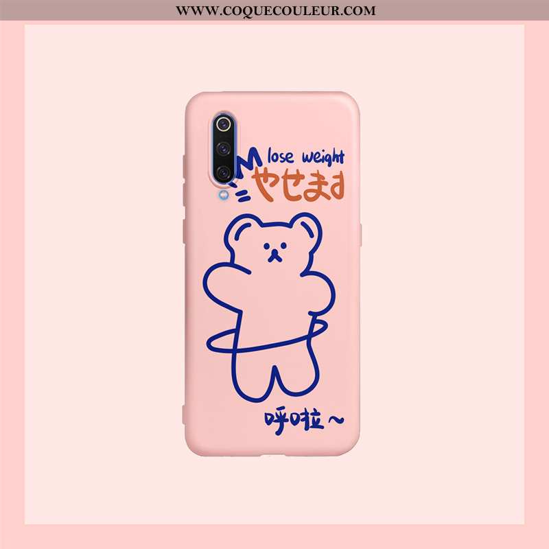 Étui Xiaomi Mi 9 Lite Silicone Petit Fluide Doux, Coque Xiaomi Mi 9 Lite Dessin Animé Charmant Rose