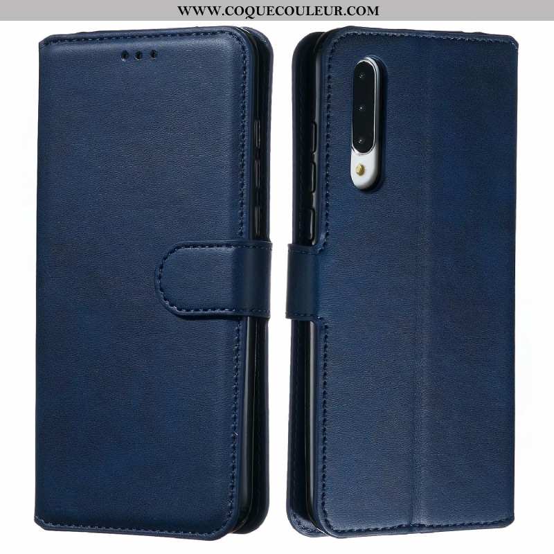 Housse Xiaomi Mi 9 Lite Cuir Petit Bleu Marin, Étui Xiaomi Mi 9 Lite Fluide Doux Coque Bleu Foncé