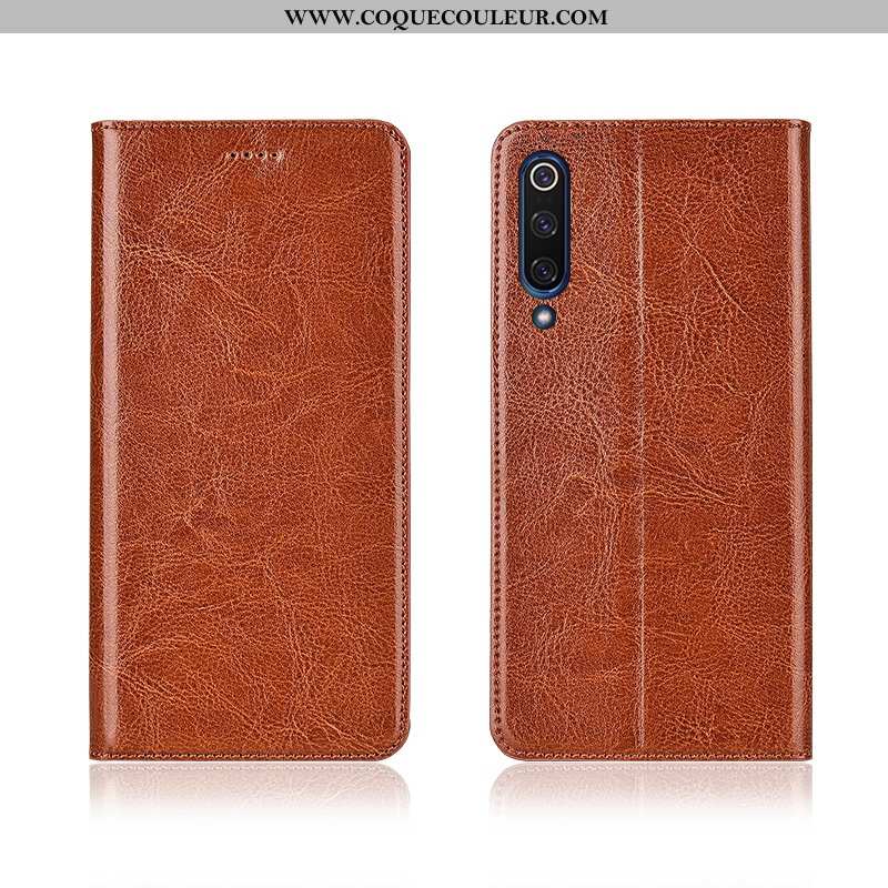 Étui Xiaomi Mi 9 Lite Modèle Fleurie Modèle Incassable, Coque Xiaomi Mi 9 Lite Fluide Doux Cuir Marr