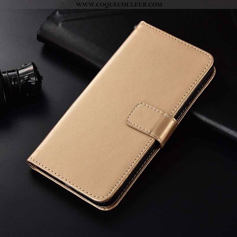 Housse Xiaomi Mi 9 Lite Portefeuille Coque Fluide Doux, Étui Xiaomi Mi 9 Lite Cuir Petit Doré