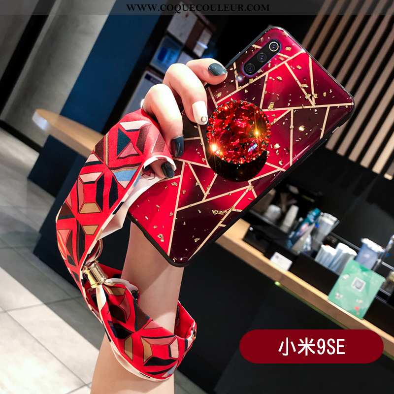 Coque Xiaomi Mi 9 Se Tendance Dimensionnel Violet, Housse Xiaomi Mi 9 Se Modèle Fleurie Or Violet