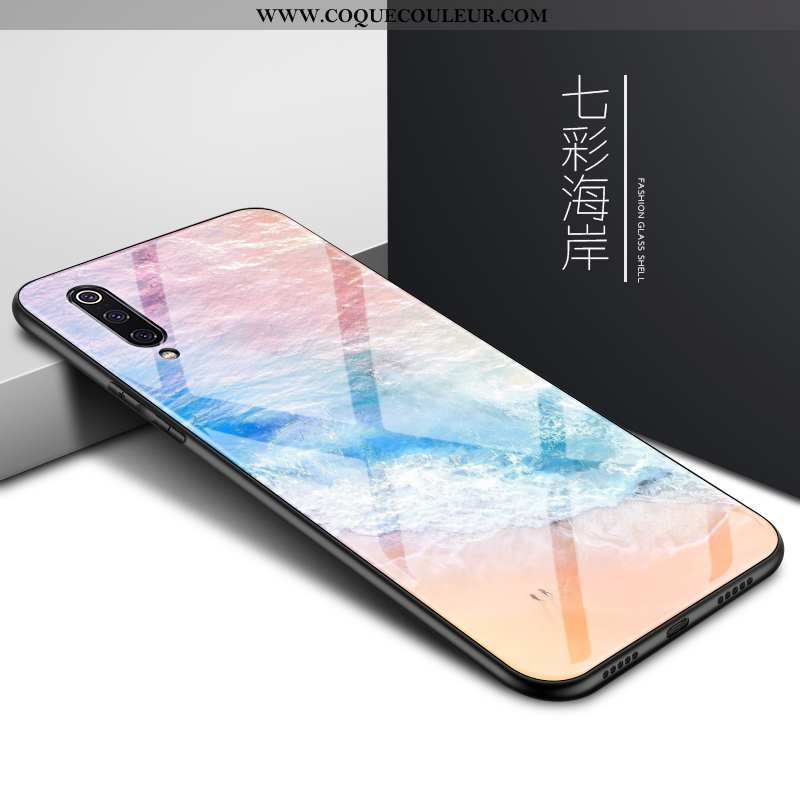 Housse Xiaomi Mi 9 Se Protection Tendance Coque, Étui Xiaomi Mi 9 Se Verre Créatif Bleu