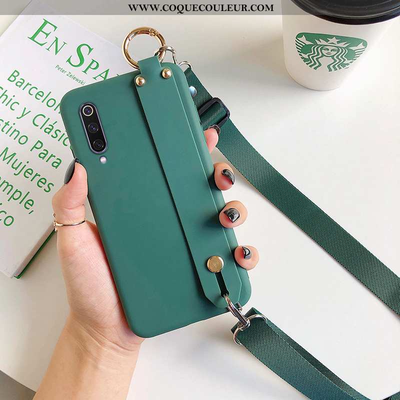 Étui Xiaomi Mi 9 Se Protection Coque Simple, Xiaomi Mi 9 Se Cou Suspendu Couleur Unie Verte