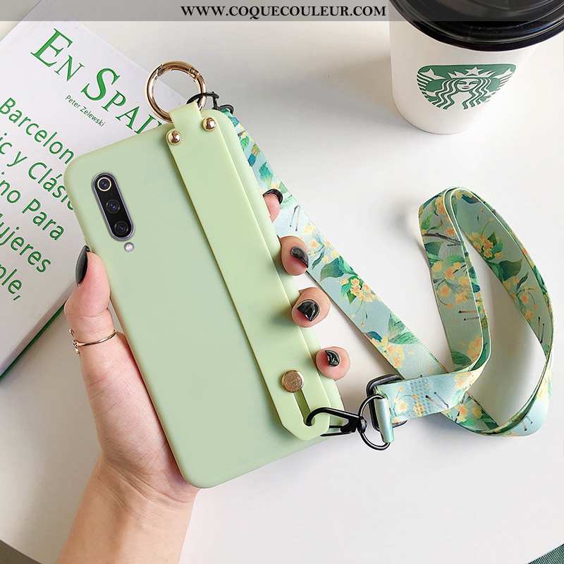 Étui Xiaomi Mi 9 Se Protection Coque Simple, Xiaomi Mi 9 Se Cou Suspendu Couleur Unie Verte