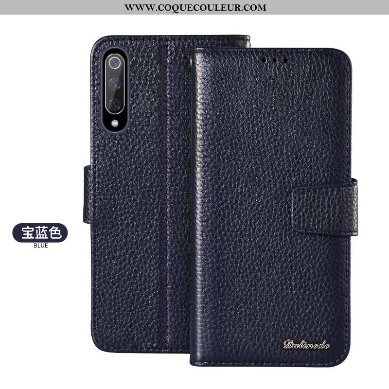 Étui Xiaomi Mi 9 Se Portefeuille Carte Housse, Coque Xiaomi Mi 9 Se Protection Cuir Véritable Noir