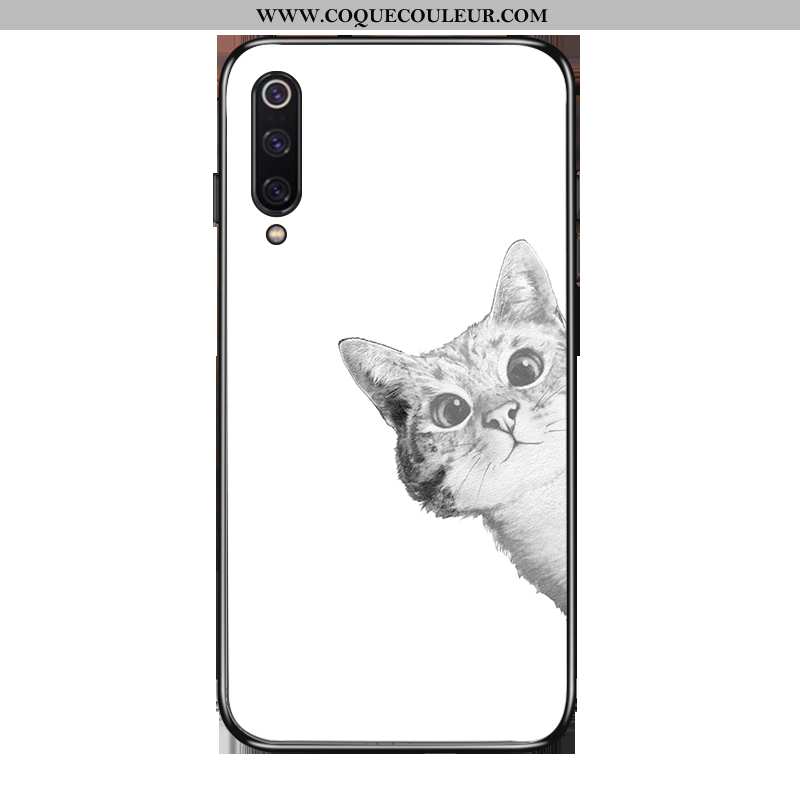 Coque Xiaomi Mi 9 Se Verre Téléphone Portable Fluide Doux, Housse Xiaomi Mi 9 Se Délavé En Daim Chat