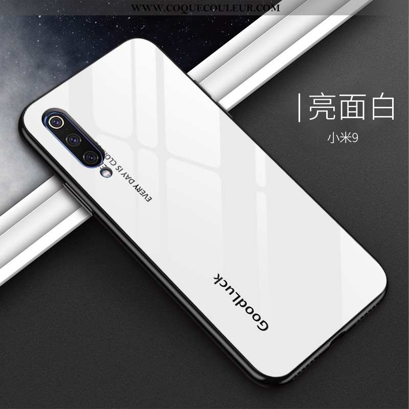 Coque Xiaomi Mi 9 Protection Personnalité Tempérer, Housse Xiaomi Mi 9 Verre Mode Blanche