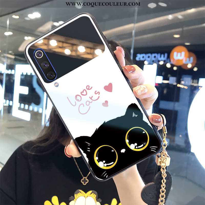 Housse Xiaomi Mi 9 Ornements Suspendus Grand Cœur, Étui Xiaomi Mi 9 Dessin Animé Tendance Noir