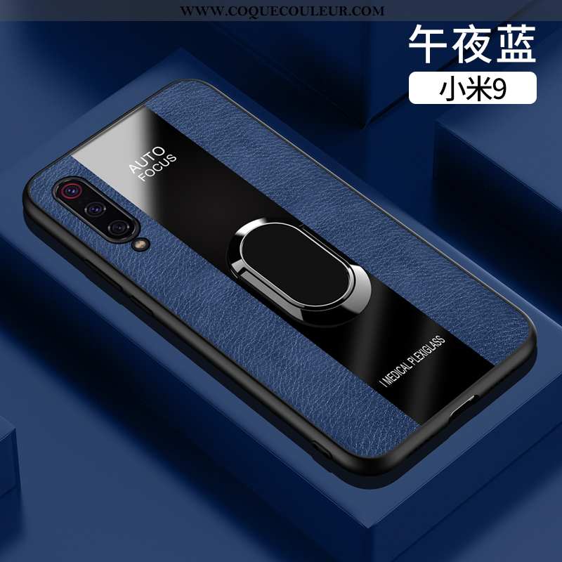 Étui Xiaomi Mi 9 Fluide Doux Tout Compris Cuir, Coque Xiaomi Mi 9 Silicone Bleu