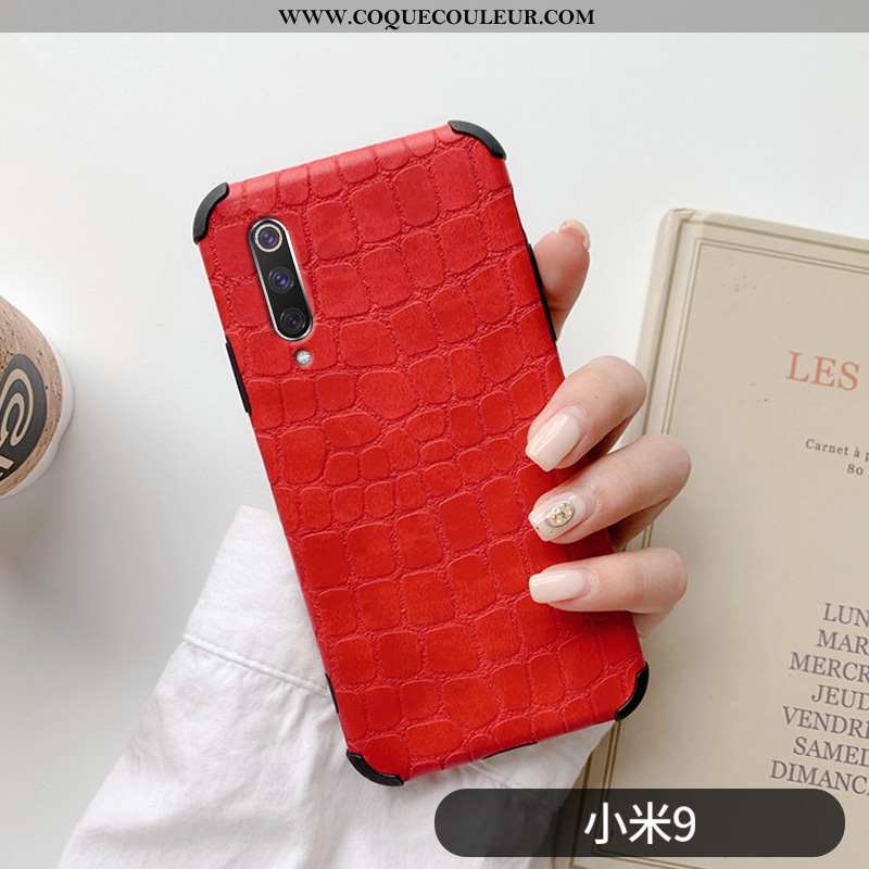 Housse Xiaomi Mi 9 Mode Crocodile Incassable, Étui Xiaomi Mi 9 Protection Coque Verte