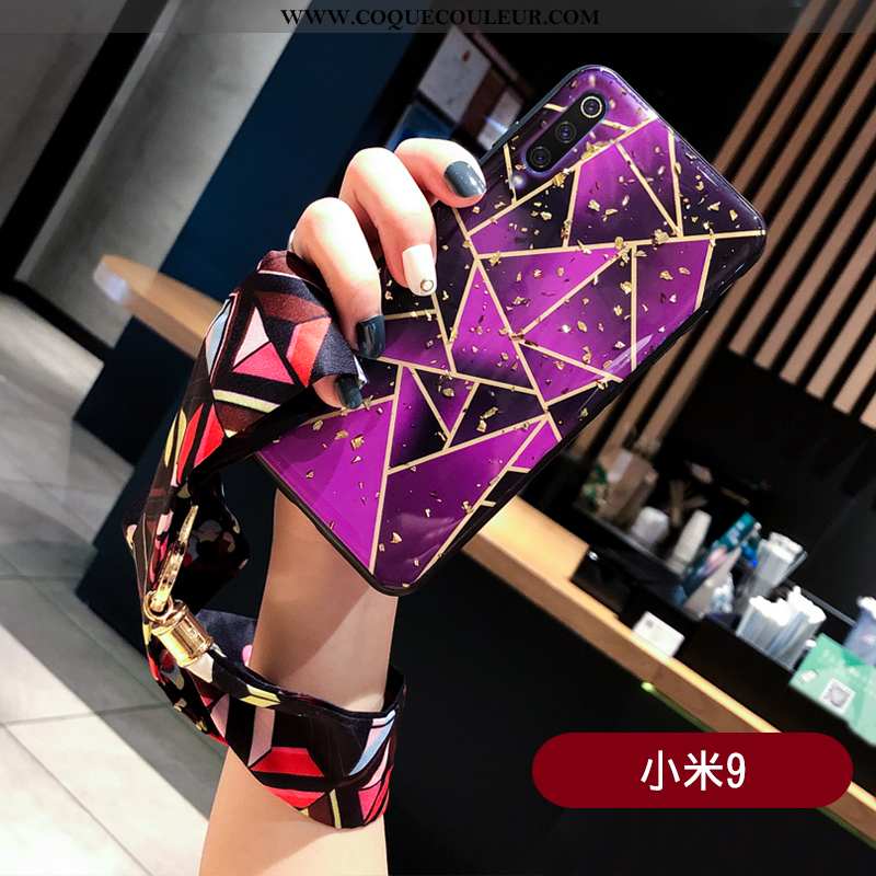 Coque Xiaomi Mi 9 Tendance Dimensionnel, Housse Xiaomi Mi 9 Modèle Fleurie Violet