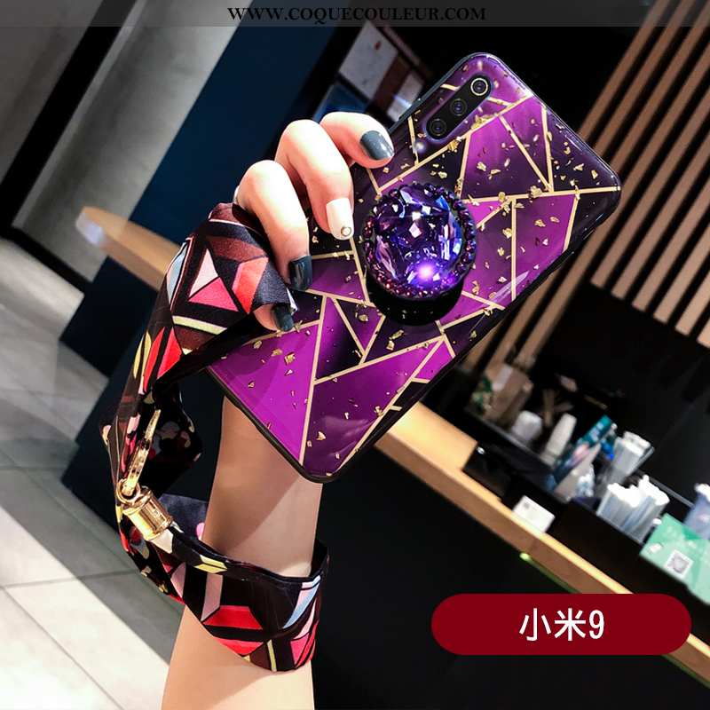 Coque Xiaomi Mi 9 Tendance Dimensionnel, Housse Xiaomi Mi 9 Modèle Fleurie Violet