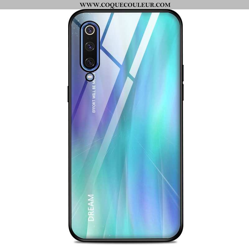 Étui Xiaomi Mi 9 Protection Téléphone Portable Fluide Doux, Coque Xiaomi Mi 9 Verre Net Rouge Bleu