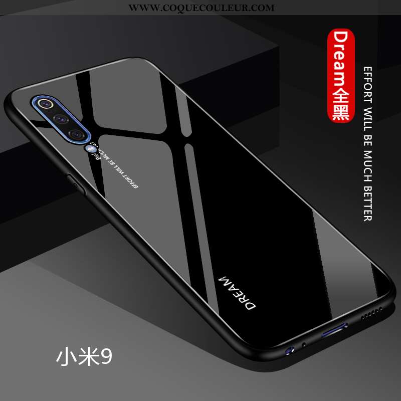 Étui Xiaomi Mi 9 Protection Téléphone Portable Fluide Doux, Coque Xiaomi Mi 9 Verre Net Rouge Bleu
