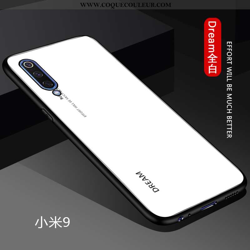 Étui Xiaomi Mi 9 Protection Téléphone Portable Fluide Doux, Coque Xiaomi Mi 9 Verre Net Rouge Bleu