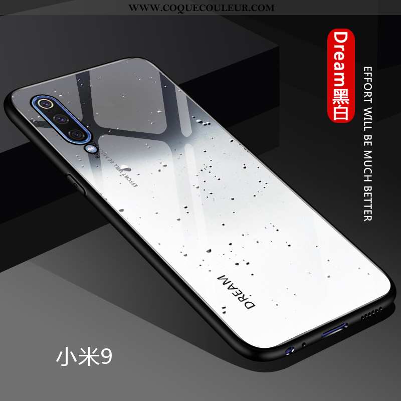 Étui Xiaomi Mi 9 Protection Téléphone Portable Fluide Doux, Coque Xiaomi Mi 9 Verre Net Rouge Bleu