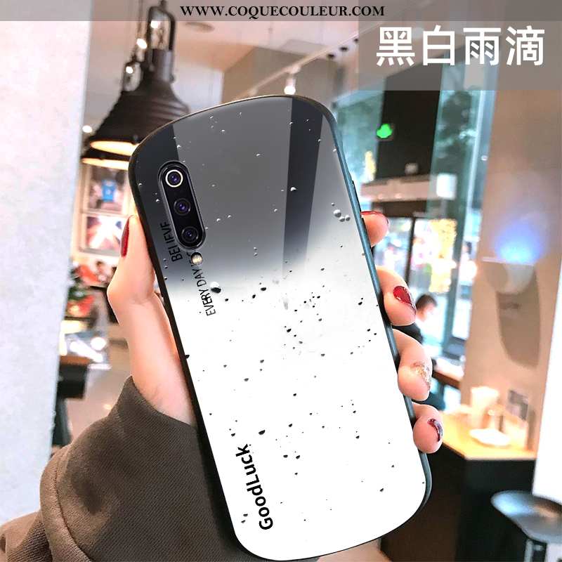 Coque Xiaomi Mi 9 Verre Petit Étui, Housse Xiaomi Mi 9 Personnalité Europe Bleu