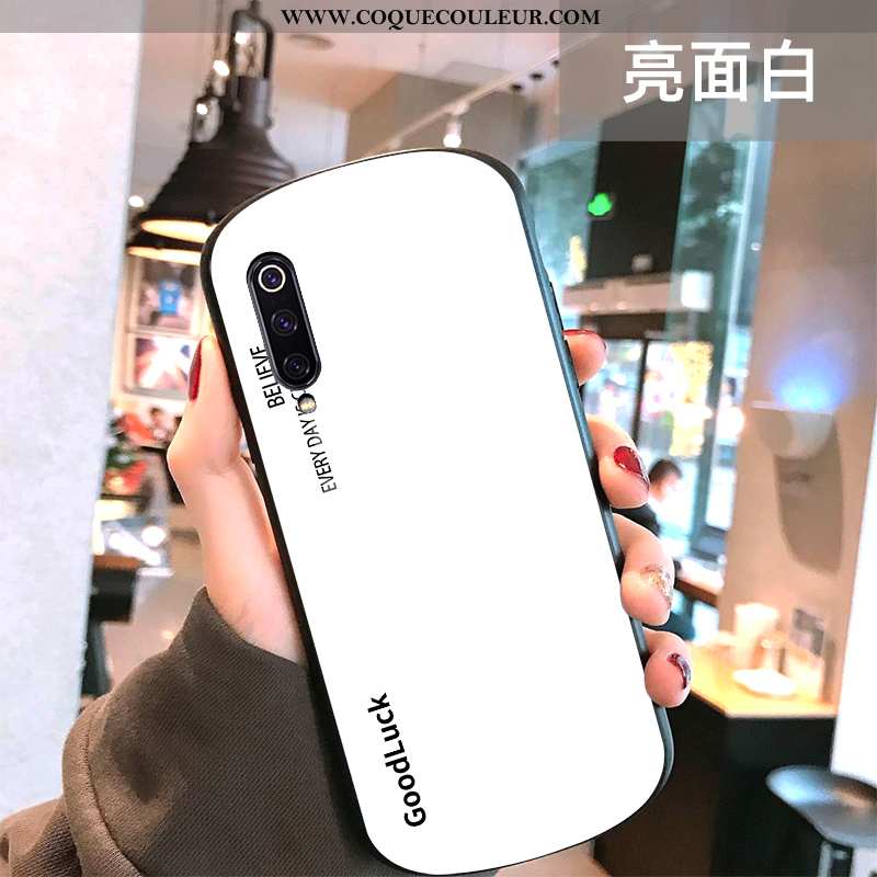 Coque Xiaomi Mi 9 Verre Petit Étui, Housse Xiaomi Mi 9 Personnalité Europe Bleu