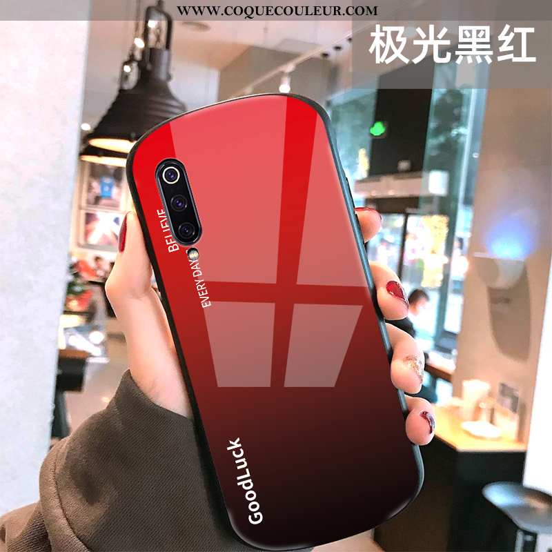 Coque Xiaomi Mi 9 Verre Petit Étui, Housse Xiaomi Mi 9 Personnalité Europe Bleu