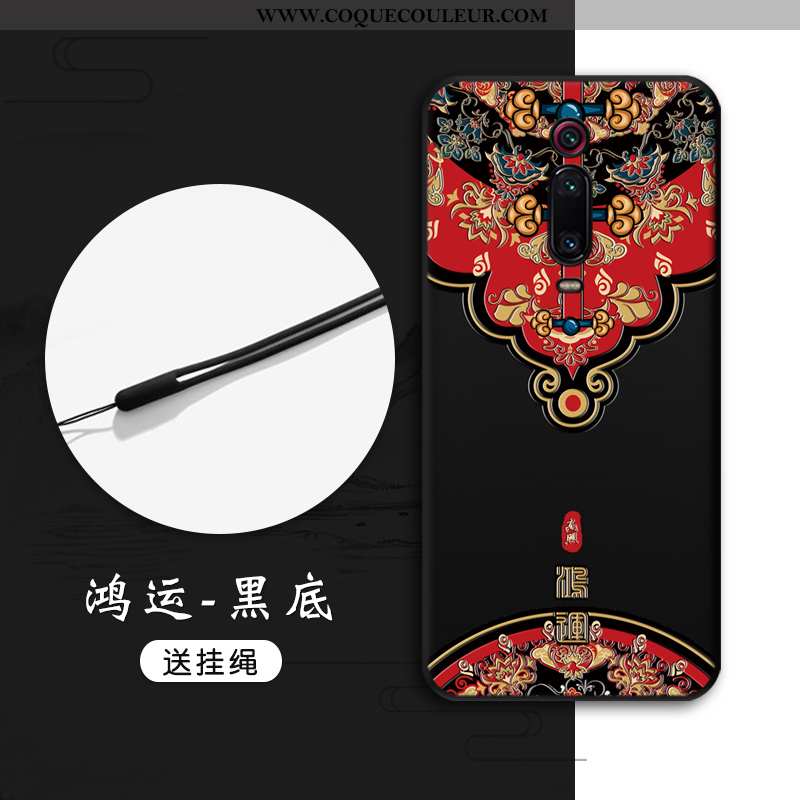 Coque Xiaomi Mi 9t Pro Gaufrage Petit Noir, Housse Xiaomi Mi 9t Pro Tendance Noir