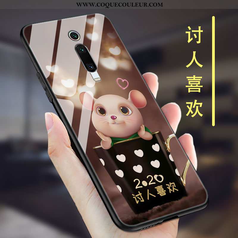 Étui Xiaomi Mi 9t Pro Verre Coque Tout Compris, Xiaomi Mi 9t Pro Délavé En Daim Créatif Marron