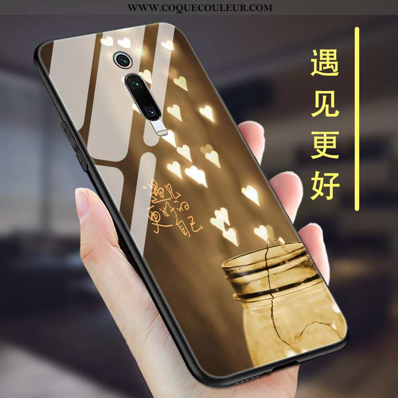 Étui Xiaomi Mi 9t Pro Verre Coque Tout Compris, Xiaomi Mi 9t Pro Délavé En Daim Créatif Marron