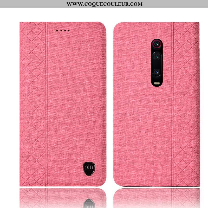 Housse Xiaomi Mi 9t Pro Protection Noir, Étui Xiaomi Mi 9t Pro Cuir Rouge Noir