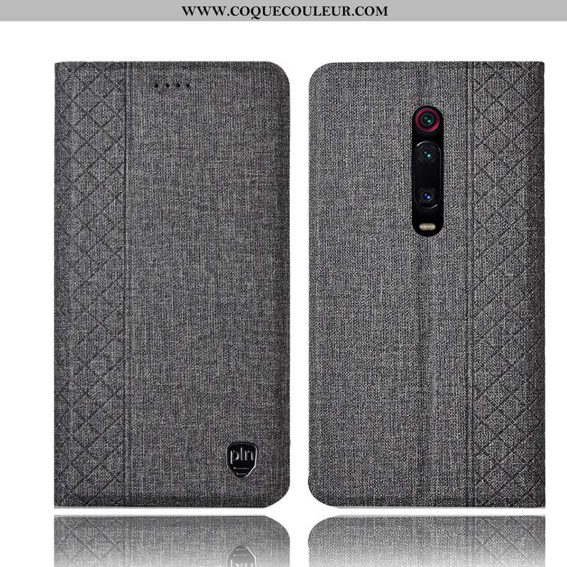 Housse Xiaomi Mi 9t Pro Protection Noir, Étui Xiaomi Mi 9t Pro Cuir Rouge Noir