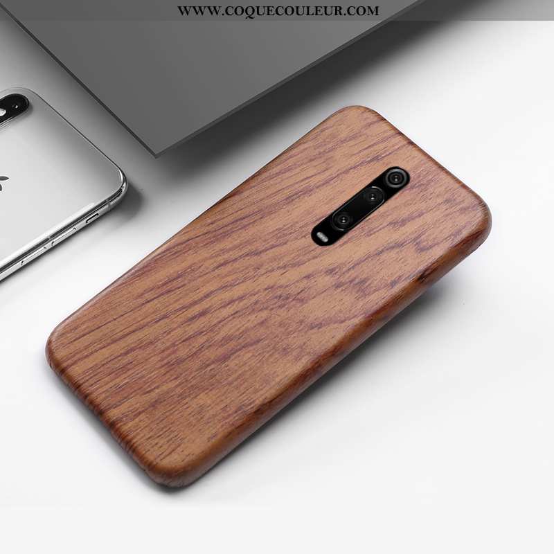 Housse Xiaomi Mi 9t Pro En Bois Créatif Étui, Étui Xiaomi Mi 9t Pro Protection Style Chinois Marron