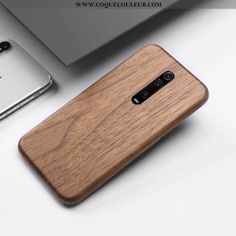 Housse Xiaomi Mi 9t Pro En Bois Créatif Étui, Étui Xiaomi Mi 9t Pro Protection Style Chinois Marron