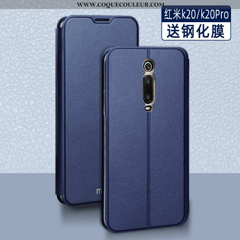 Housse Xiaomi Mi 9t Pro Cuir Coque Rouge, Étui Xiaomi Mi 9t Pro Silicone Clamshell Bleu